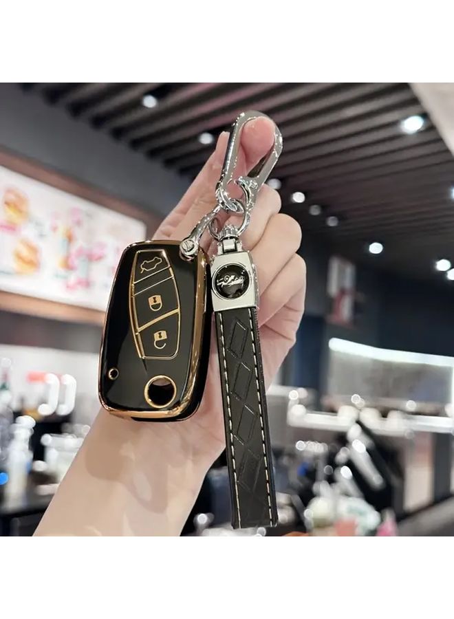 غطاء مفتاح TPU أبيض ذهبي لسيارات فيات باندا، ستيلو، بونتو، دوبلو، برافو، 500، دوكاتو - Image 2